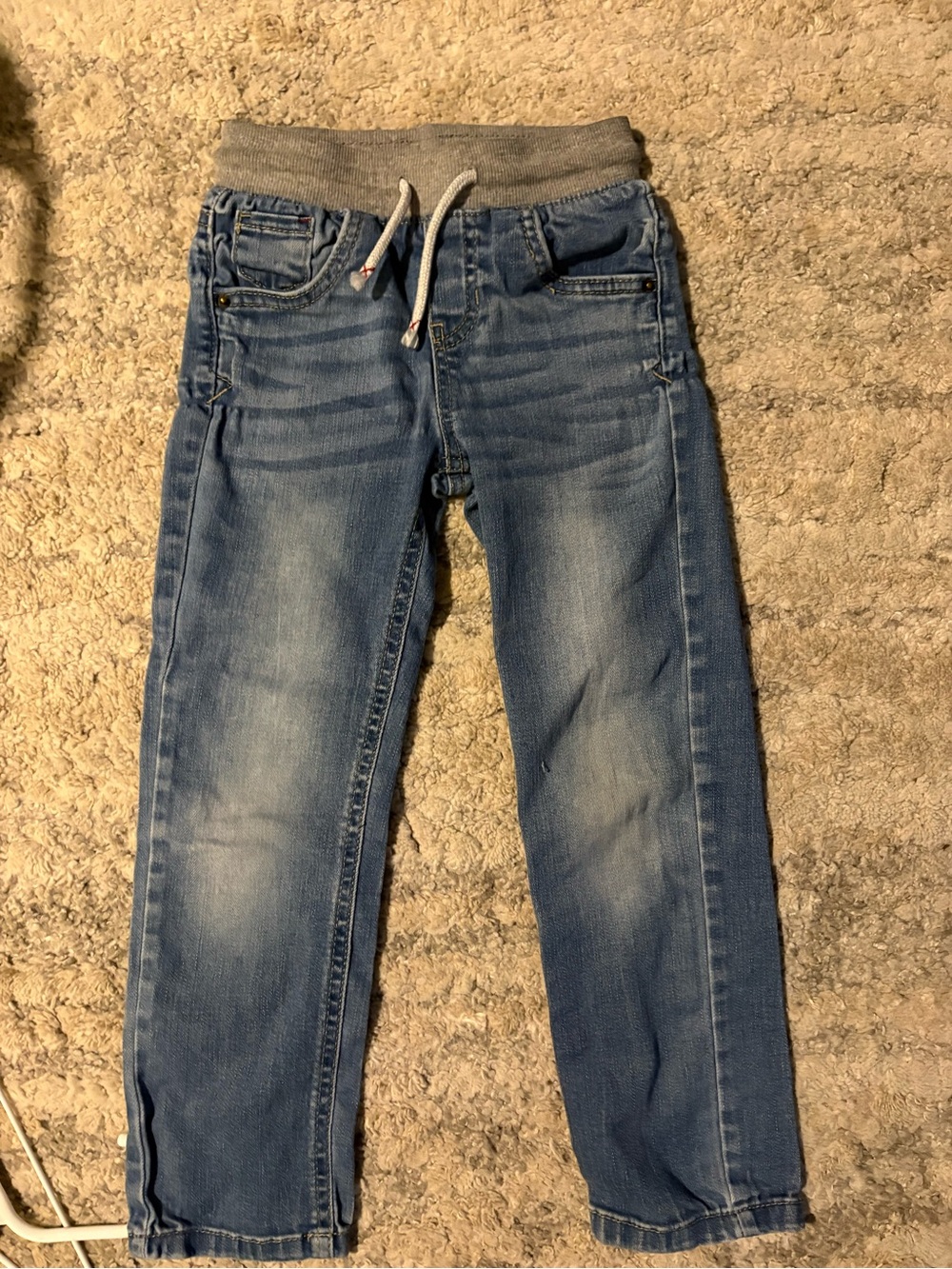 3/$20! Boys 5t jeans Cat & Jack Blue Slim Straight Jeans Grey Drawstring Waist